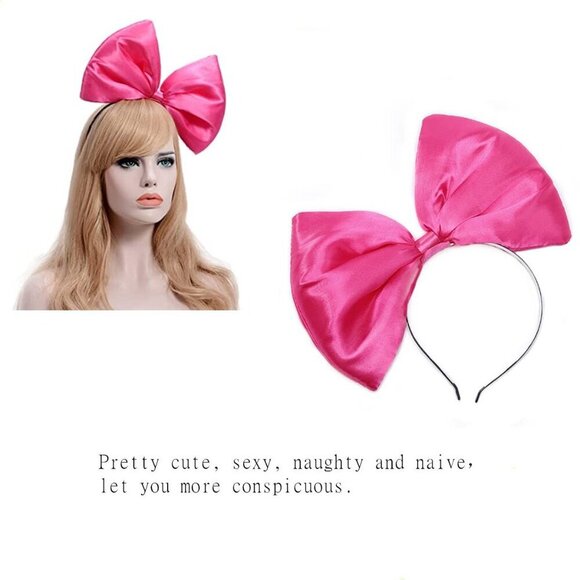 Pink Bowknot Hairband Plastic Women Hair Hoop for Daily Party Cosplay